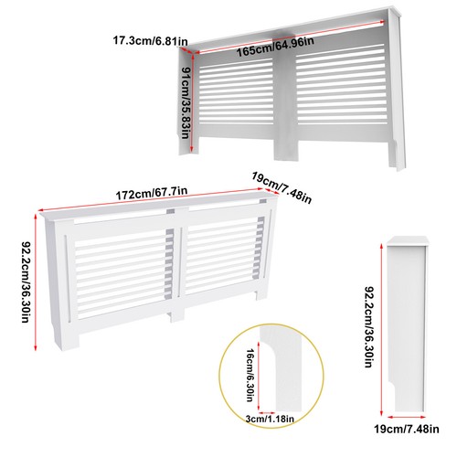 92cm tall radiator cover white - cover,